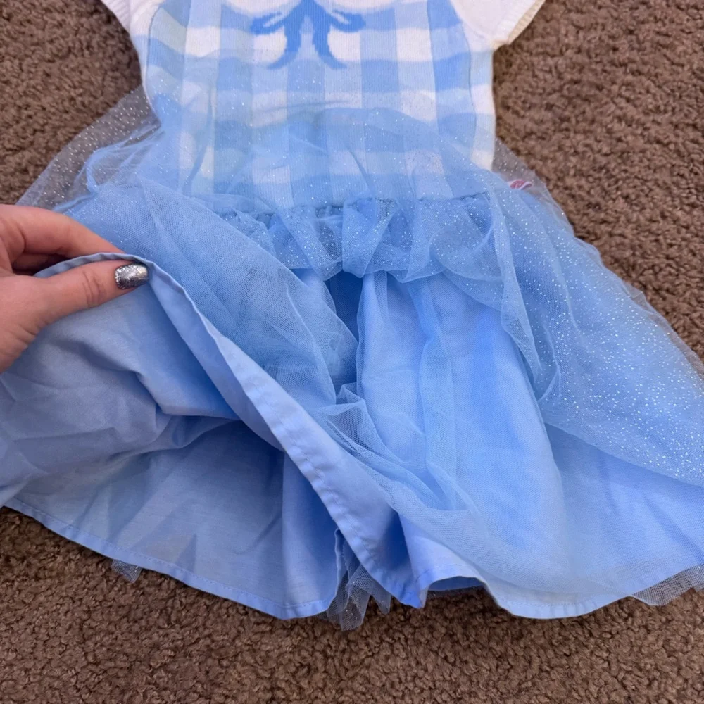 The Wizard of Oz Toddler Girl White Blue Gingham Dorothy Cosplay Sweater Dress